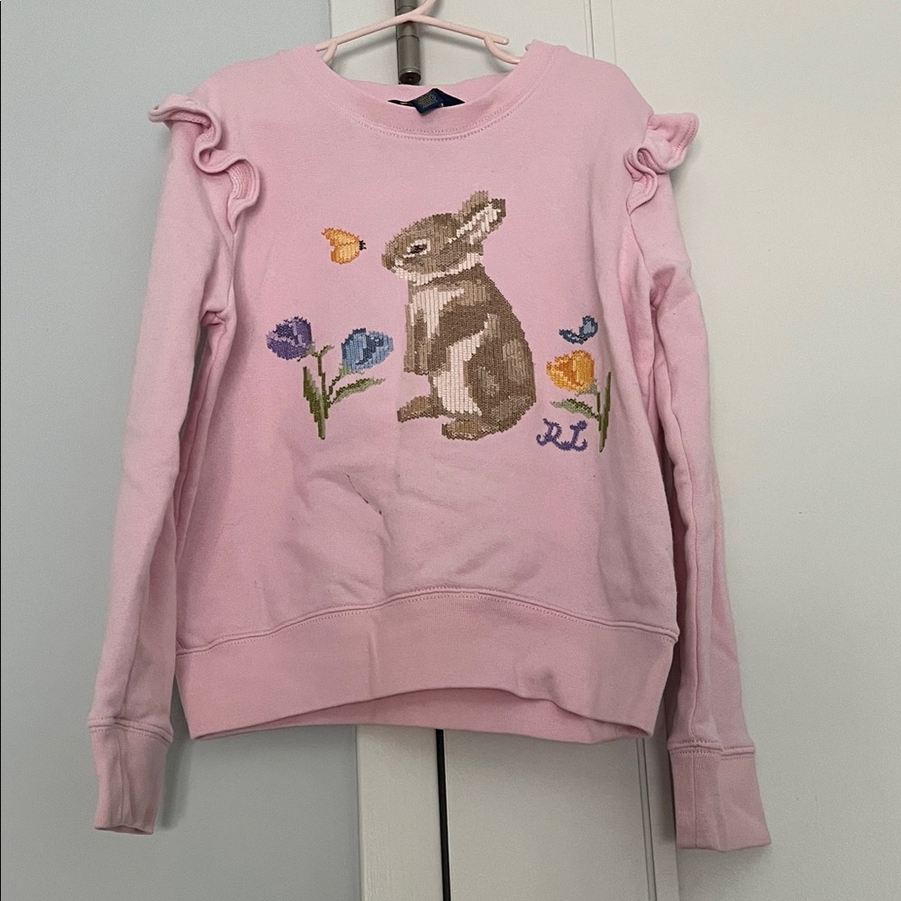 Polo Ralph Lauren Pink Bunny Kids Sweatshirt size 8-10